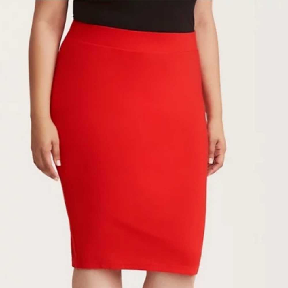 Torrid Red Ponte Midi Pencil Skirt 2x